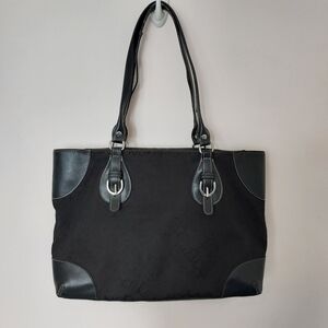 New York & Company Black NY Logo Tote Bag Purse Classic Chic Roomy